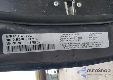 2023 Dodge Charger Scat Pack Widebody from USA, damaged, VIN 2C3CDXGJ8PH671712